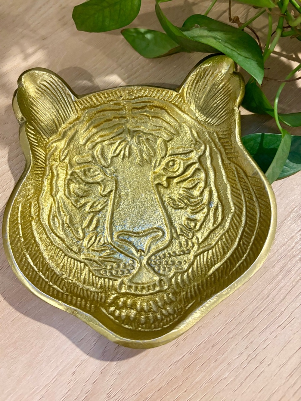 Cost Plus World Market Gold Tiger Head Trinket Tray